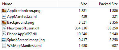 Windows Phone 7 XAP contents