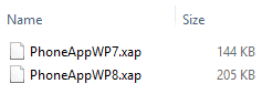 Windows Phone XAP files from both projects